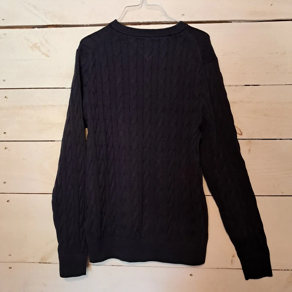 Tommy Hilfiger Mens Cable Knit Sweater Navy Blue Size Small Crew Neck NWT - Picture 2 of 6